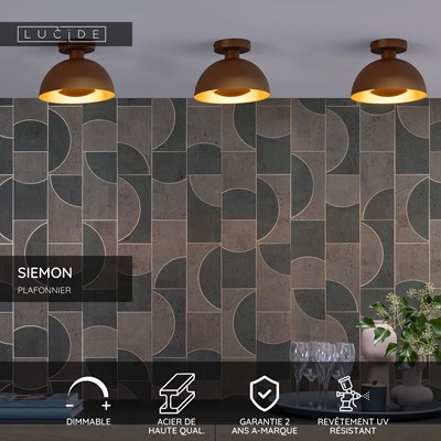 Lucide SIEMON - Plafonnier - Ø 25 cm - 1xE27 - Jaune Ocre